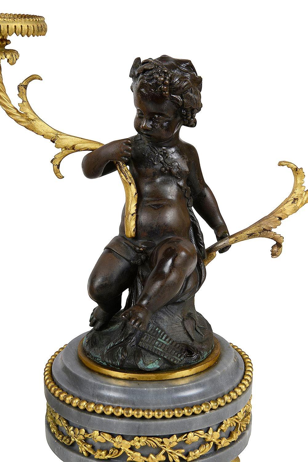 French 19th Century Cherub clock set, by Deniere, Paris For Sale 1