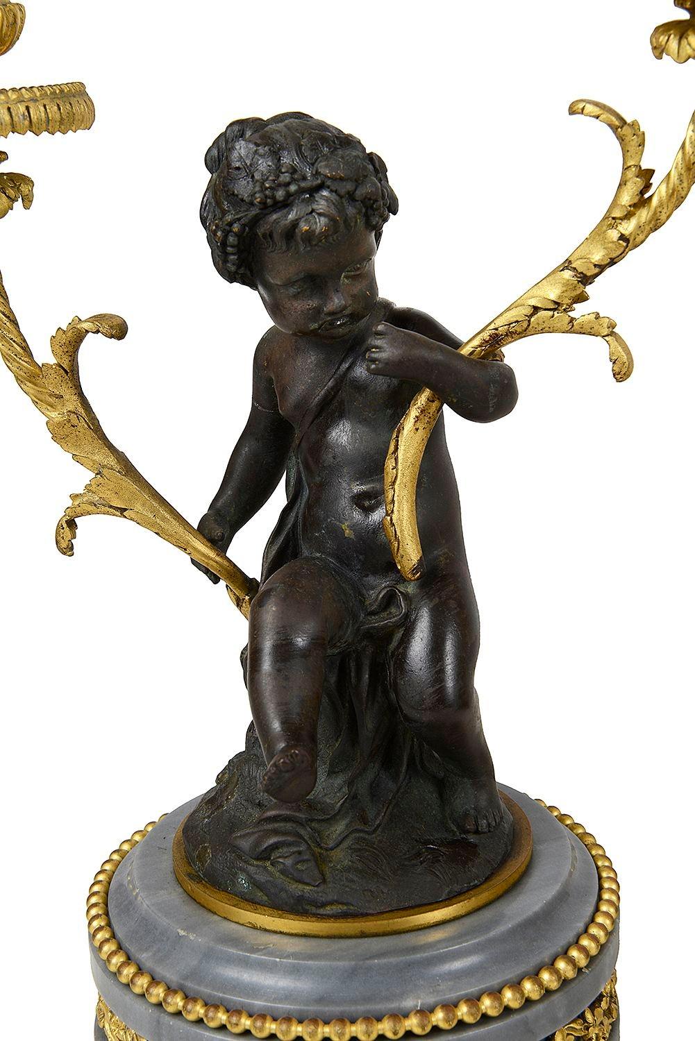 French 19th Century Cherub clock set, by Deniere, Paris For Sale 2