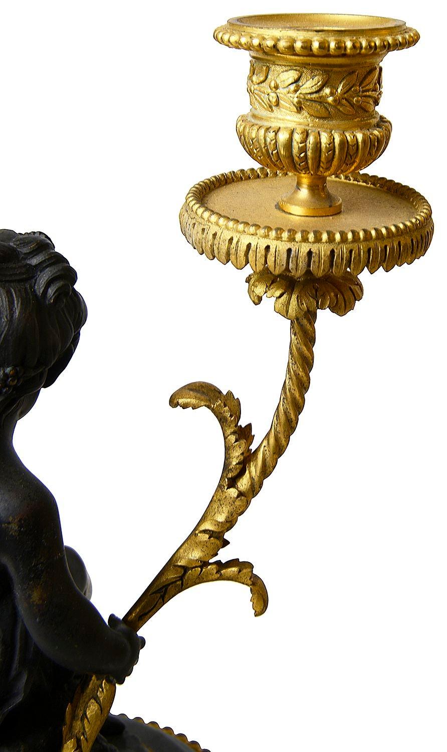 French 19th Century Cherub clock set, by Deniere, Paris For Sale 4