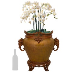 French 19th century Chinoiserie st. patinated and verdigris Bronze planter