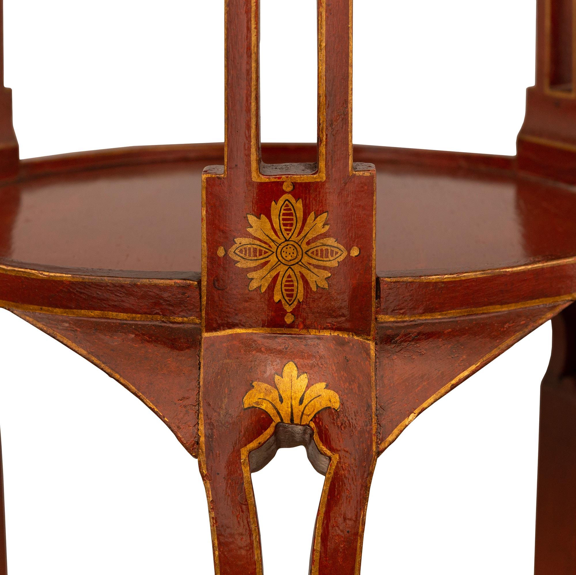Table d'appoint en marbre Rouge Griotte laqué du XIXème siècle Chinoiserie française Bon état - En vente à West Palm Beach, FL