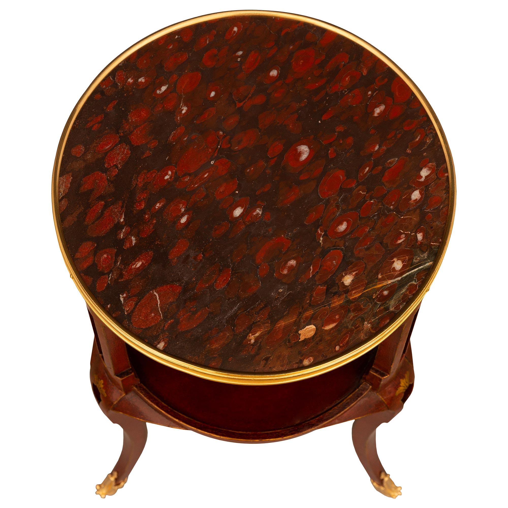 Table d'appoint en marbre Rouge Griotte laqué du XIXème siècle Chinoiserie française en vente 1