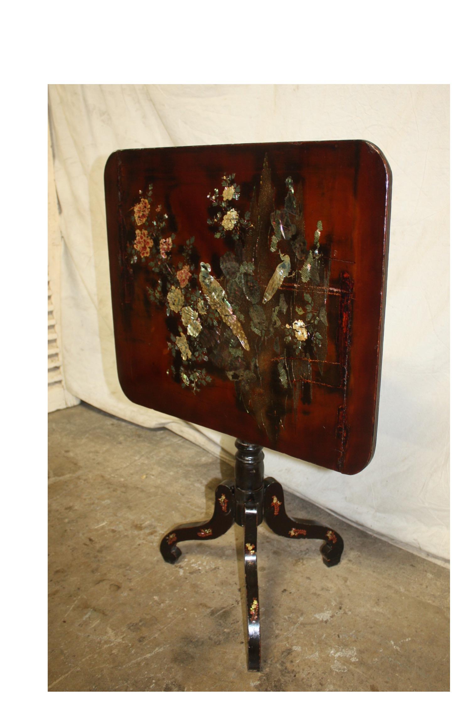 Inlay French 19th Century Chinoiserie Tilt-Top Table