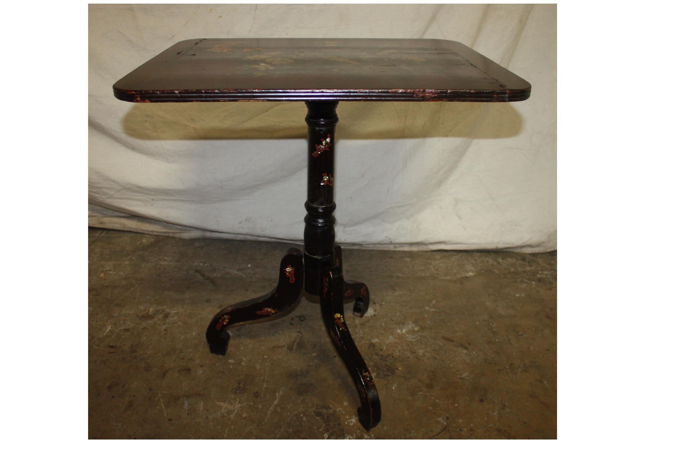 French 19th Century Chinoiserie Tilt-Top Table 1