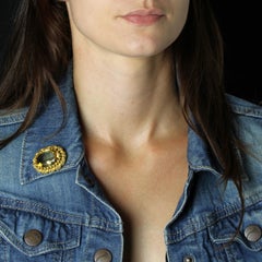 French 19th Century Citrine 18 Karat Yellow Gold Brooch