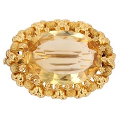 Broche en or jaune 18 carats avec citrine du 19ème siècle