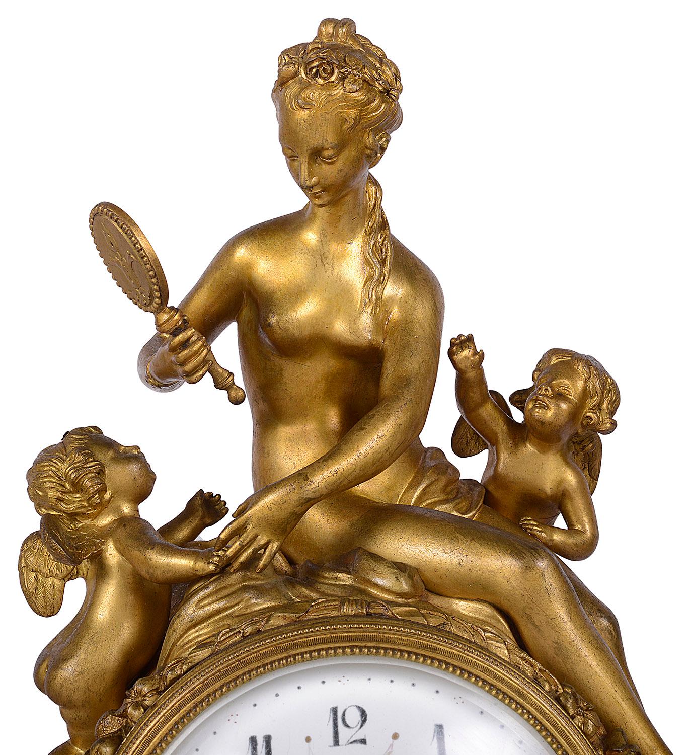 Louis XVI Horloge de cheminée classique française du 19e siècle en vente