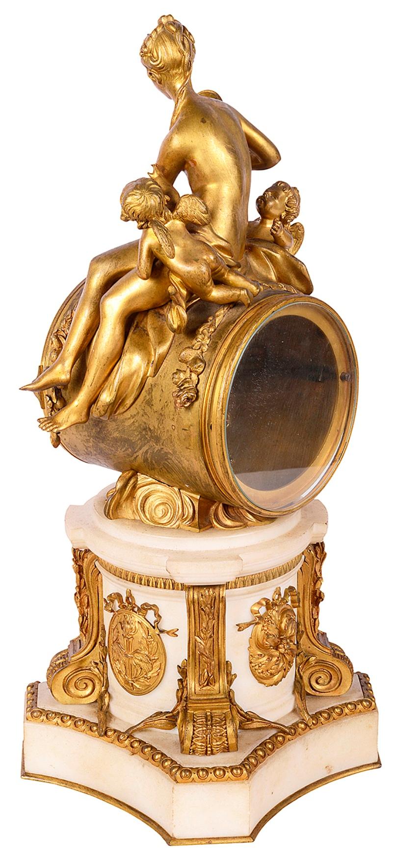 Klassische französische Kaminuhr des 19. Jahrhunderts (Marmor) im Angebot
