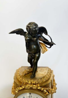 French 19th Century Clock & Candelabra Cherub Set