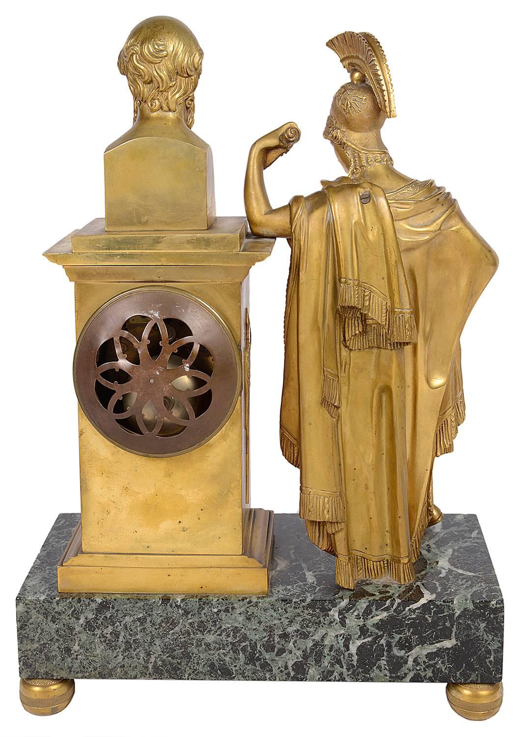 French 19th Century Clock Set with Roman Centurion and Candelabra For Sale 4