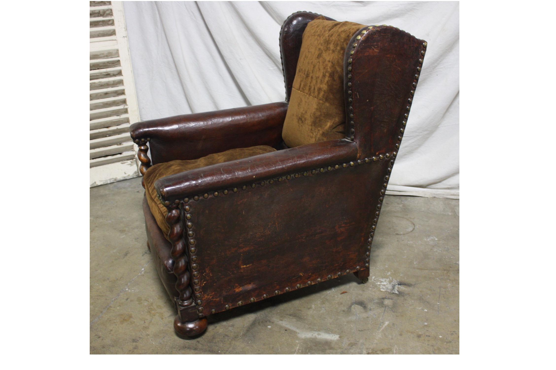 Leather French 19th Century Club Chair