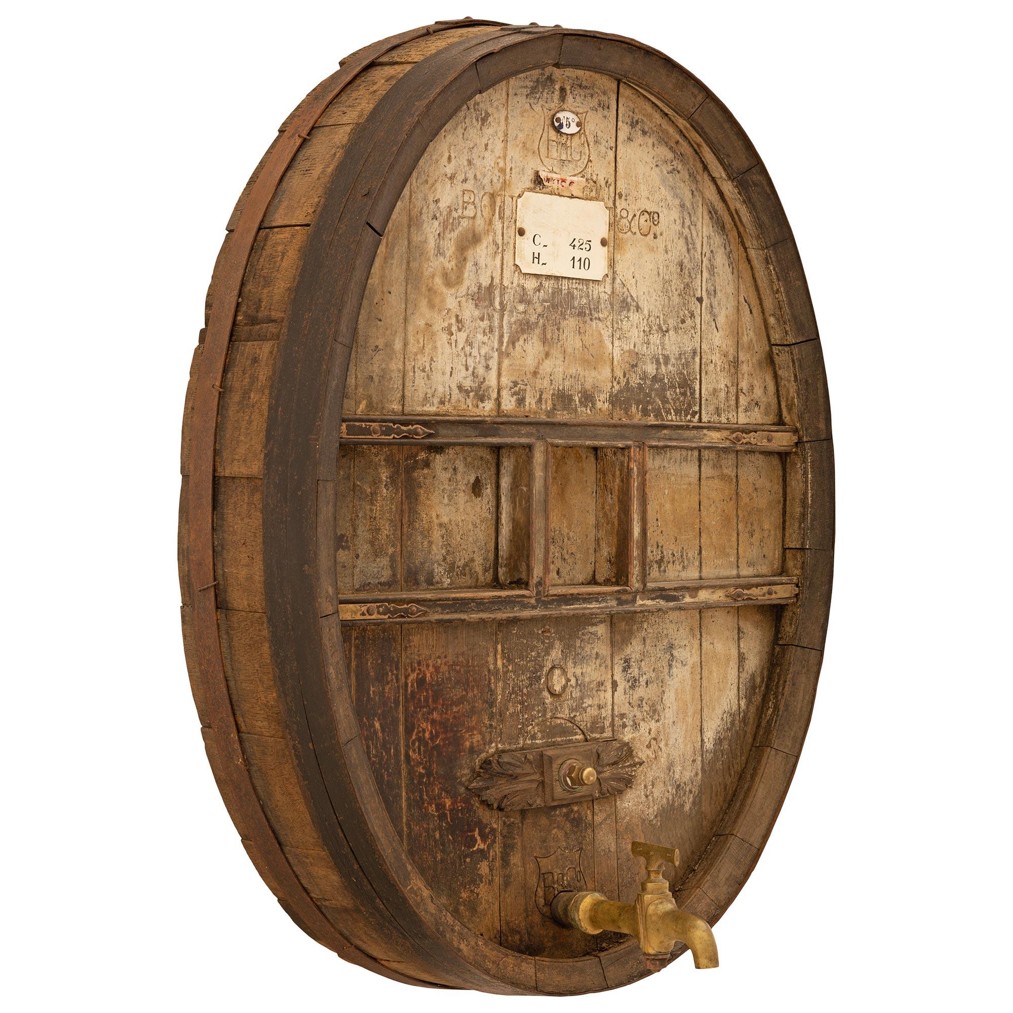 French 19th Century Cognac/Wine Oak Barrel Wall Decor In Good Condition For Sale In West Palm Beach, FL