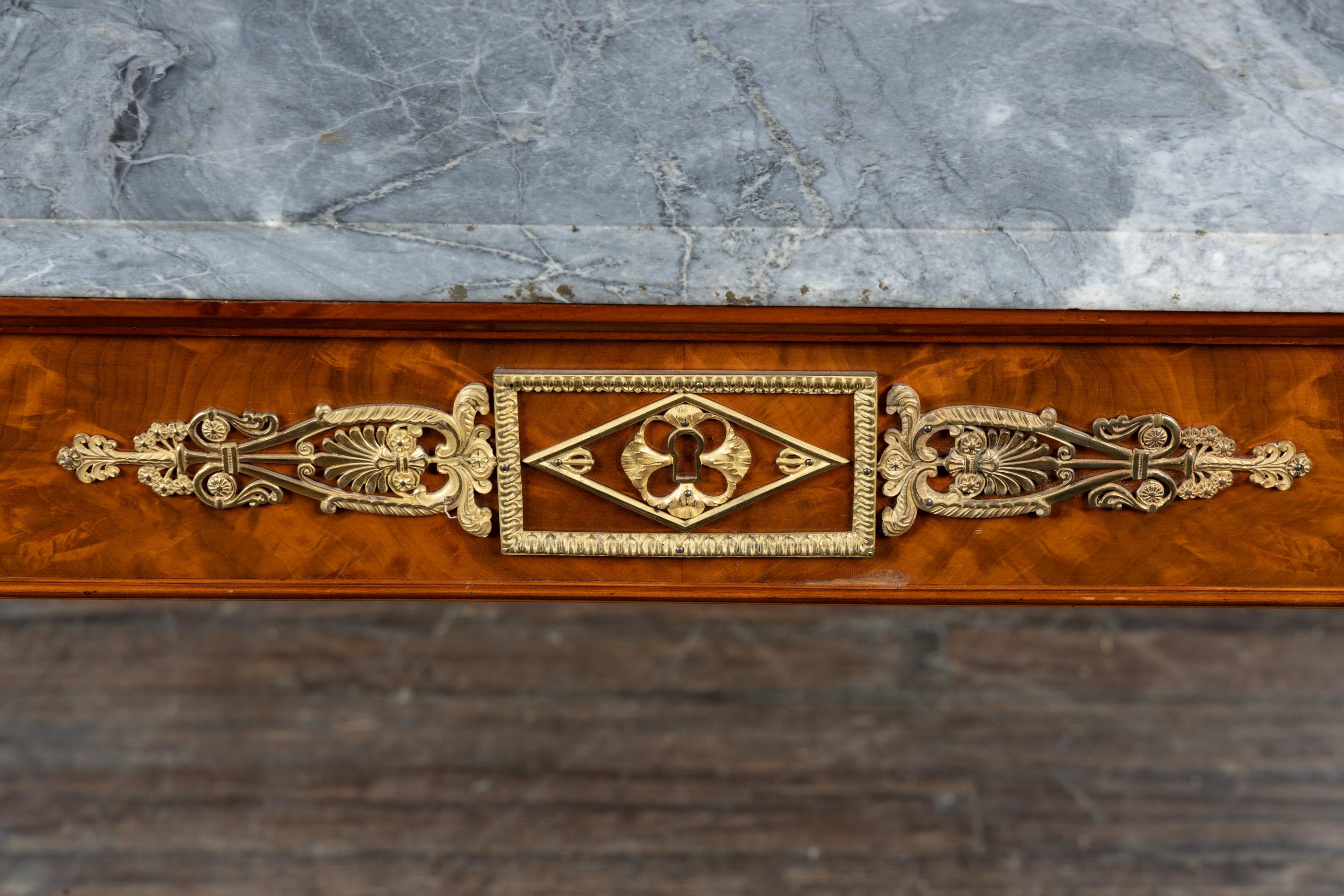 French 19th Century Console with Bronze d’Ore Mounts and Marble Top For Sale 7