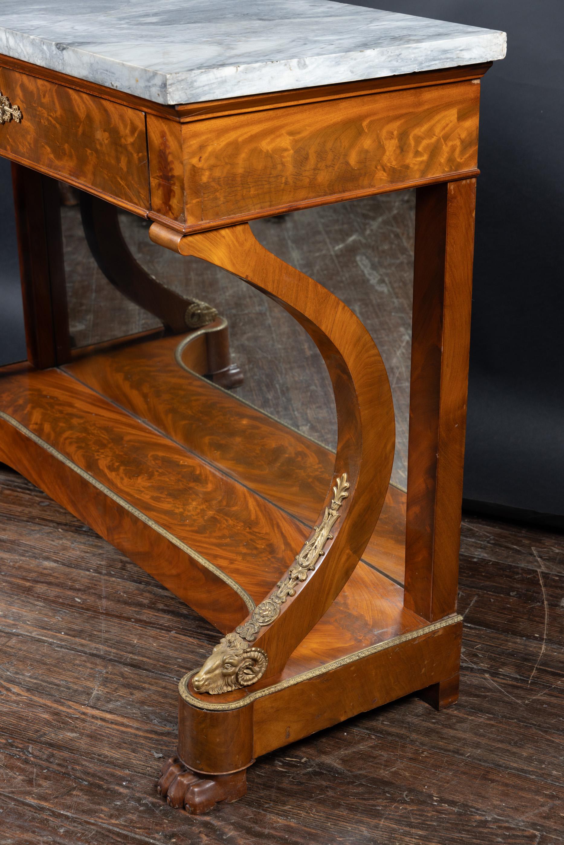 French 19th Century Console with Bronze d’Ore Mounts and Marble Top For Sale 2