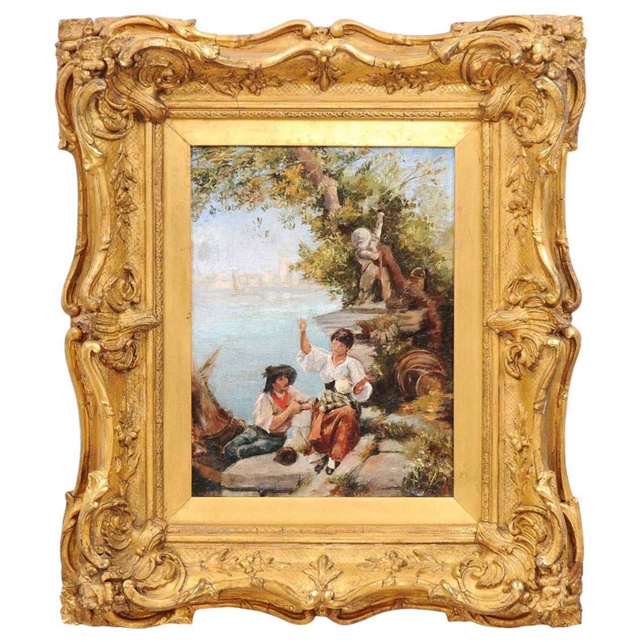 French, 19th Century Continental School Painting Depicting Venetian Lagoon Scene