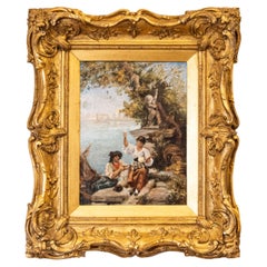 Antique French, 19th Century Continental School Painting Depicting Venetian Lagoon Scene