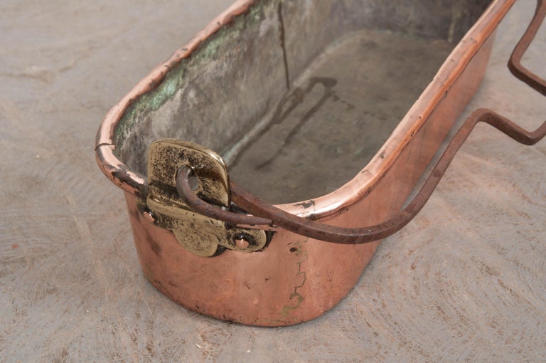 French 19th Century Copper and Brass Fish Kettle For Sale at 1stdibs