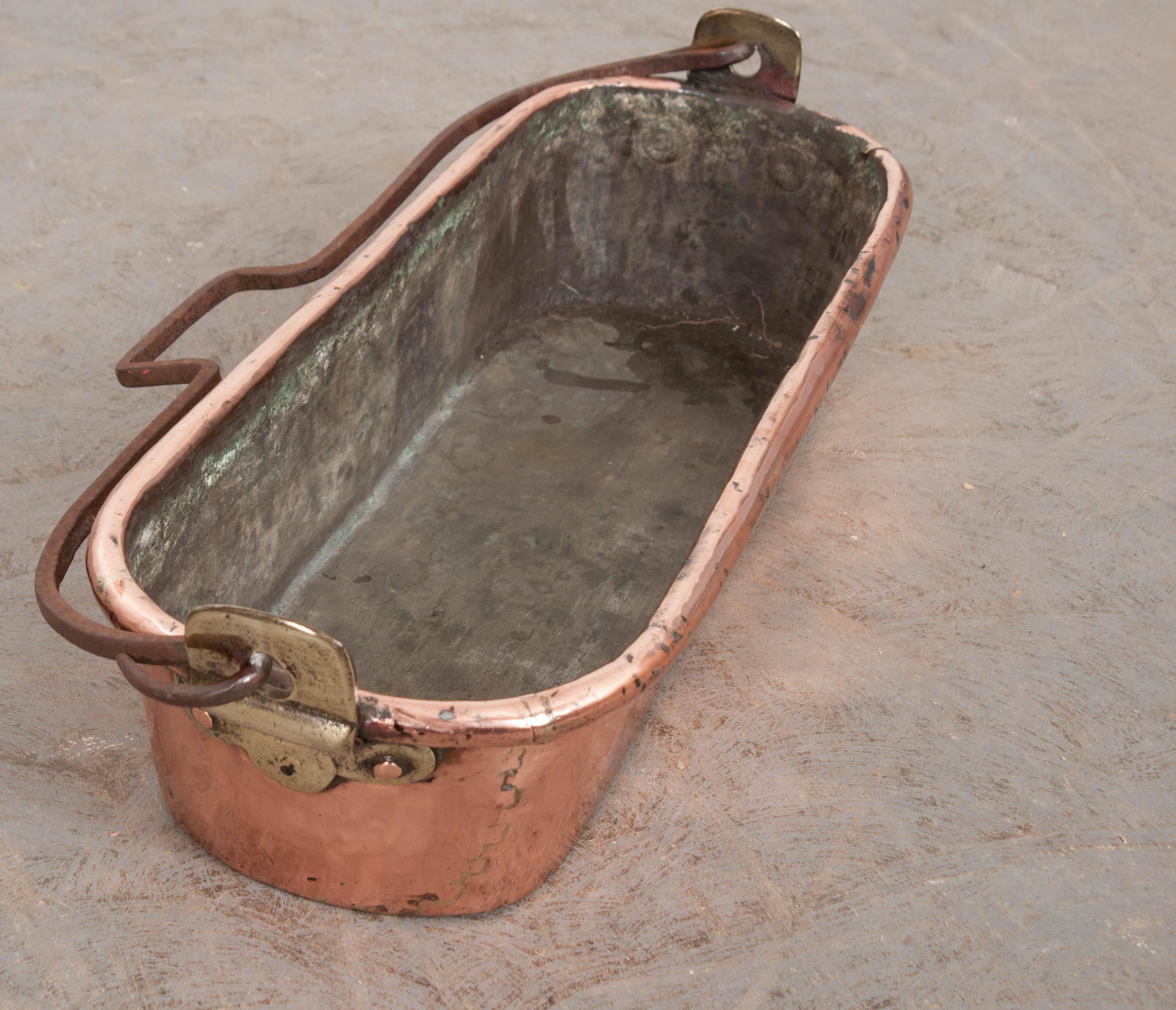 French 19th Century Copper and Brass Fish Kettle French 19th Century Copper and Brass Fish Kettle