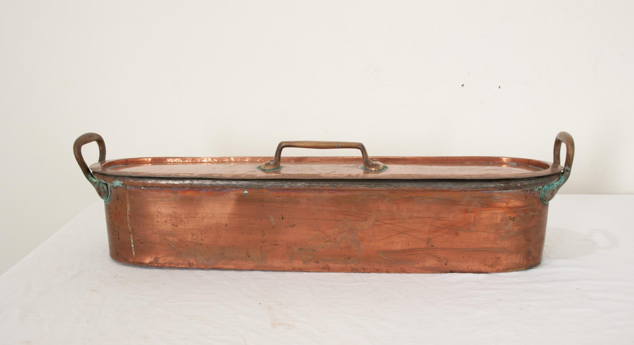 French 19th Century Copper Fish Kettle 3