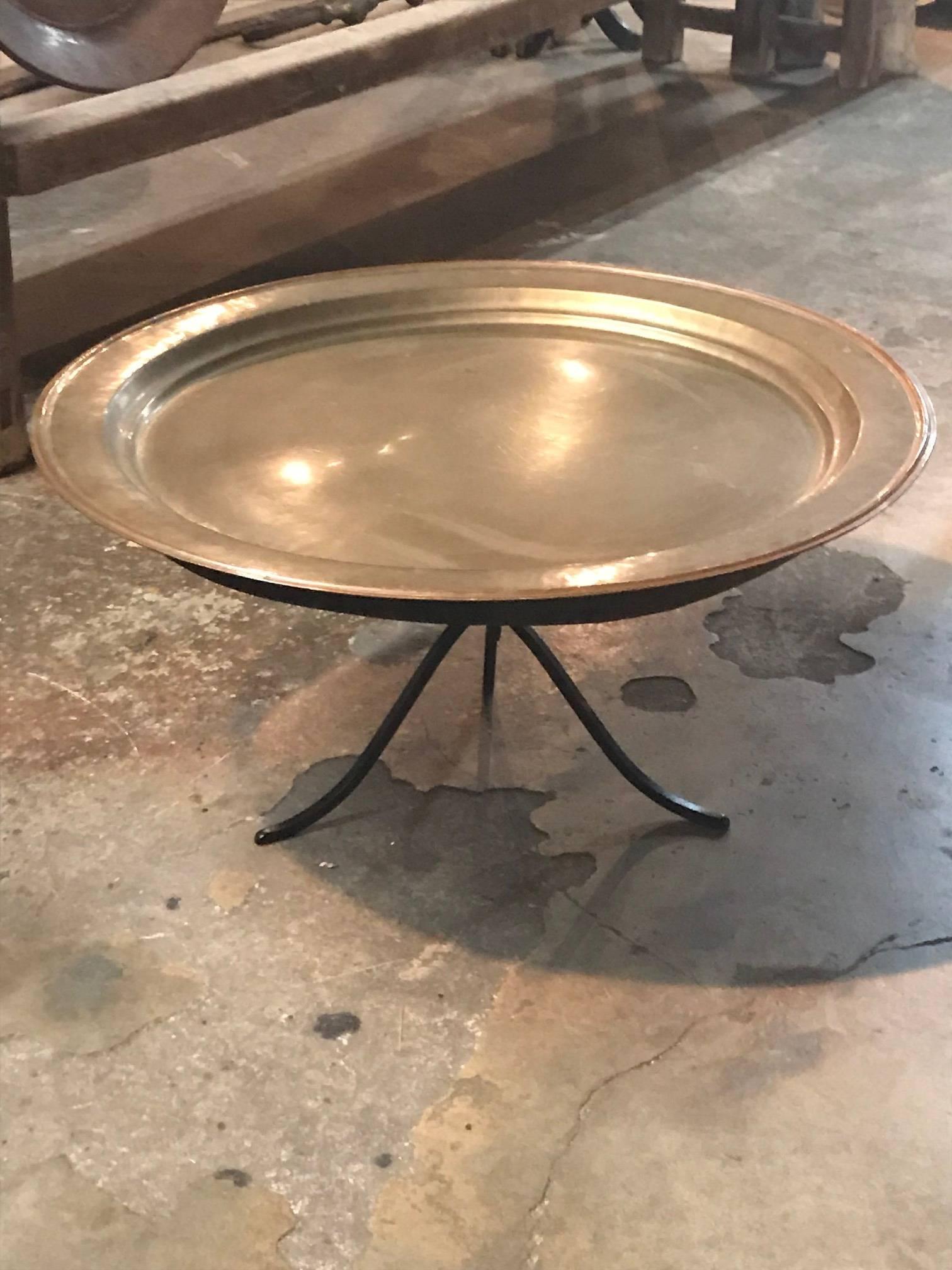 Forged French 19th Century Copper Plate Coffee Table