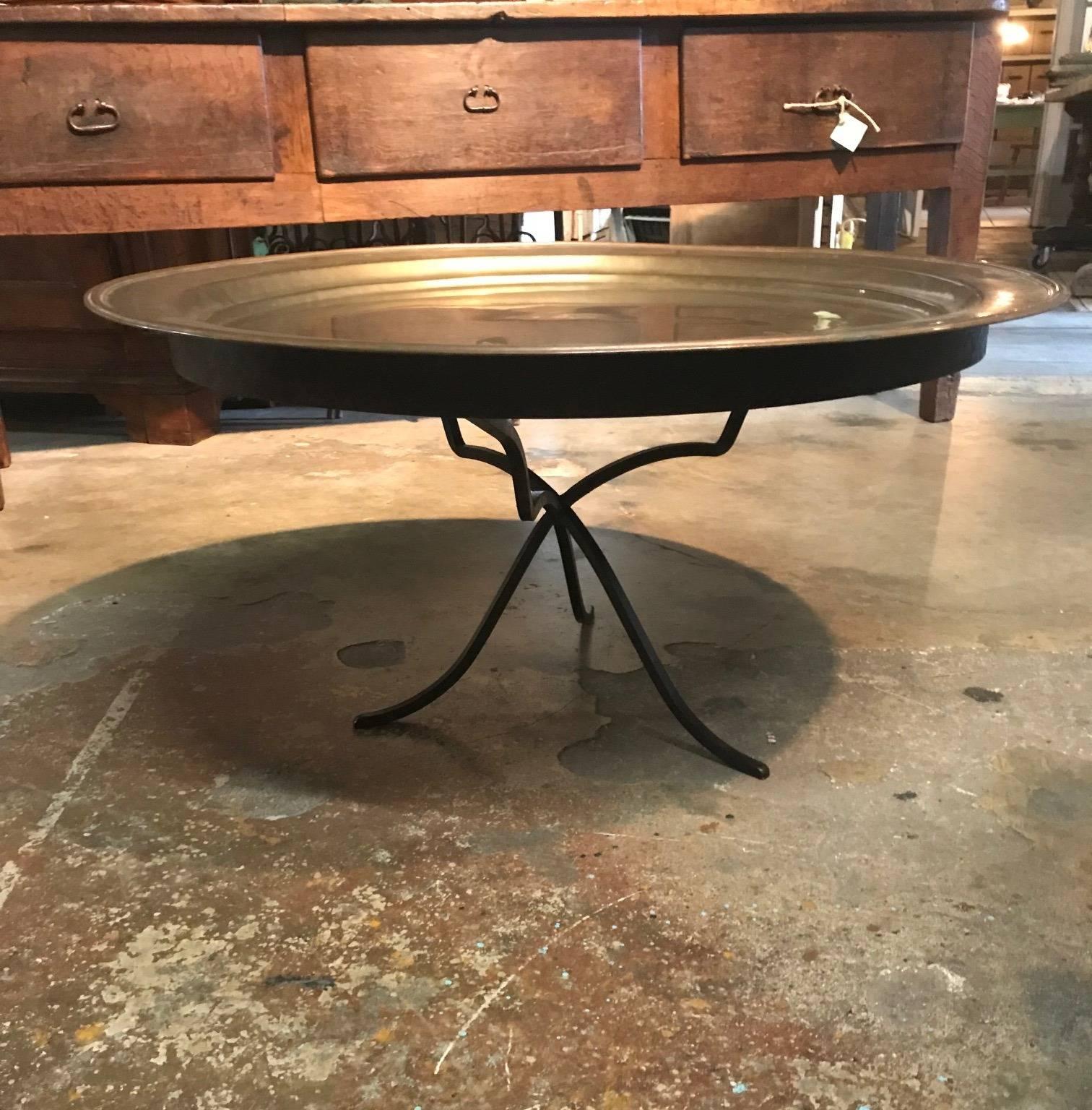 French 19th Century Copper Plate Coffee Table In Excellent Condition In Atlanta, GA