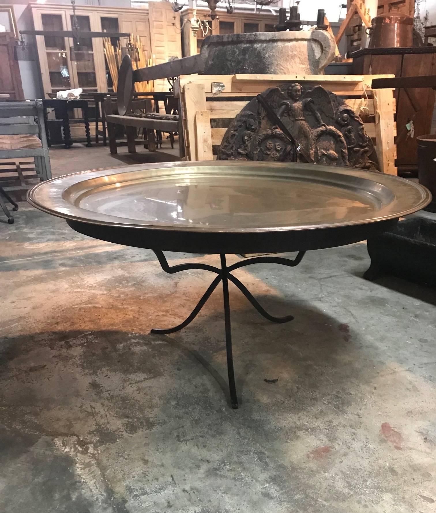 French 19th Century Copper Plate Coffee Table 1