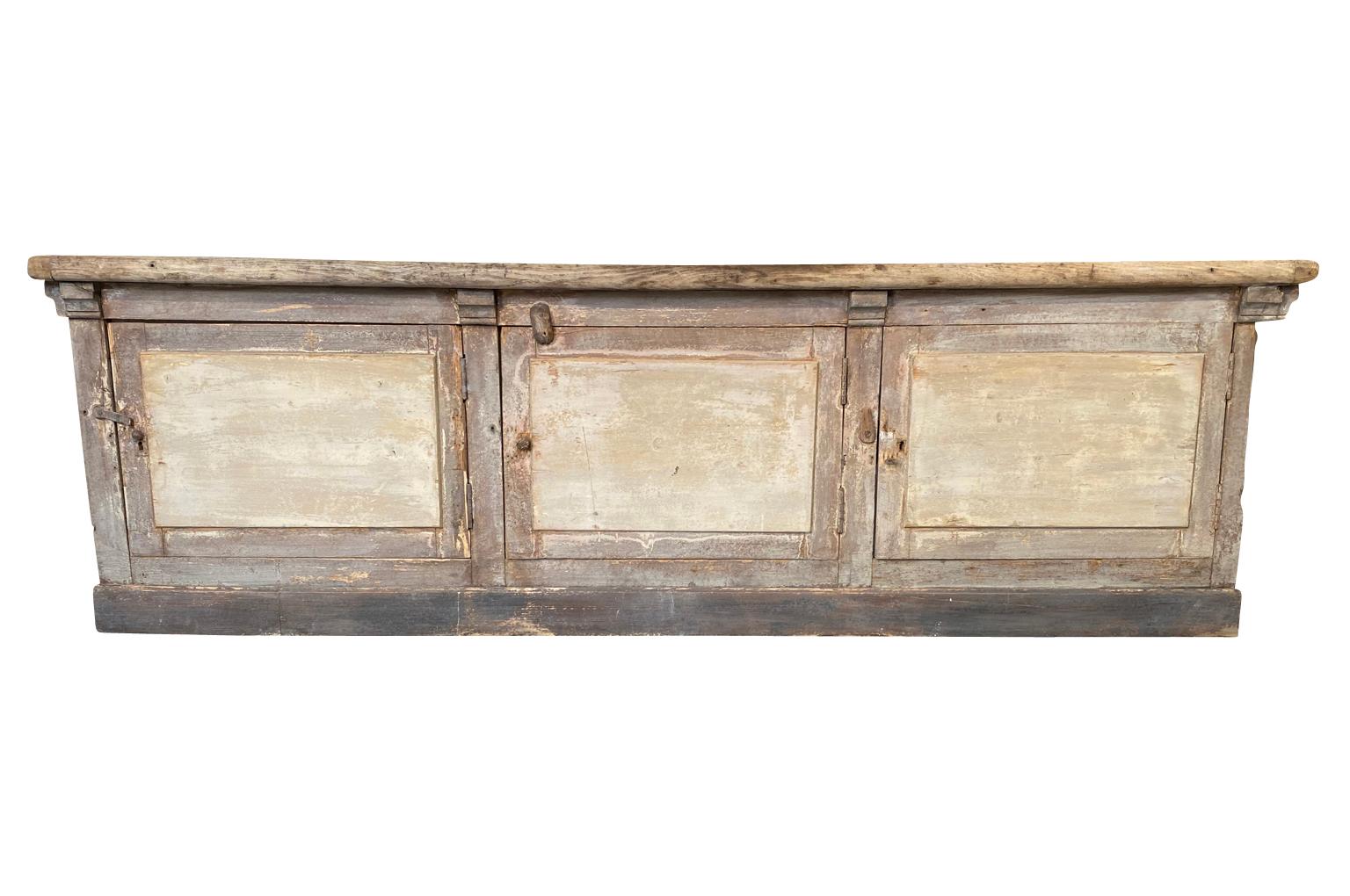 Painted French 19th Century Counter, Buffet De Metier