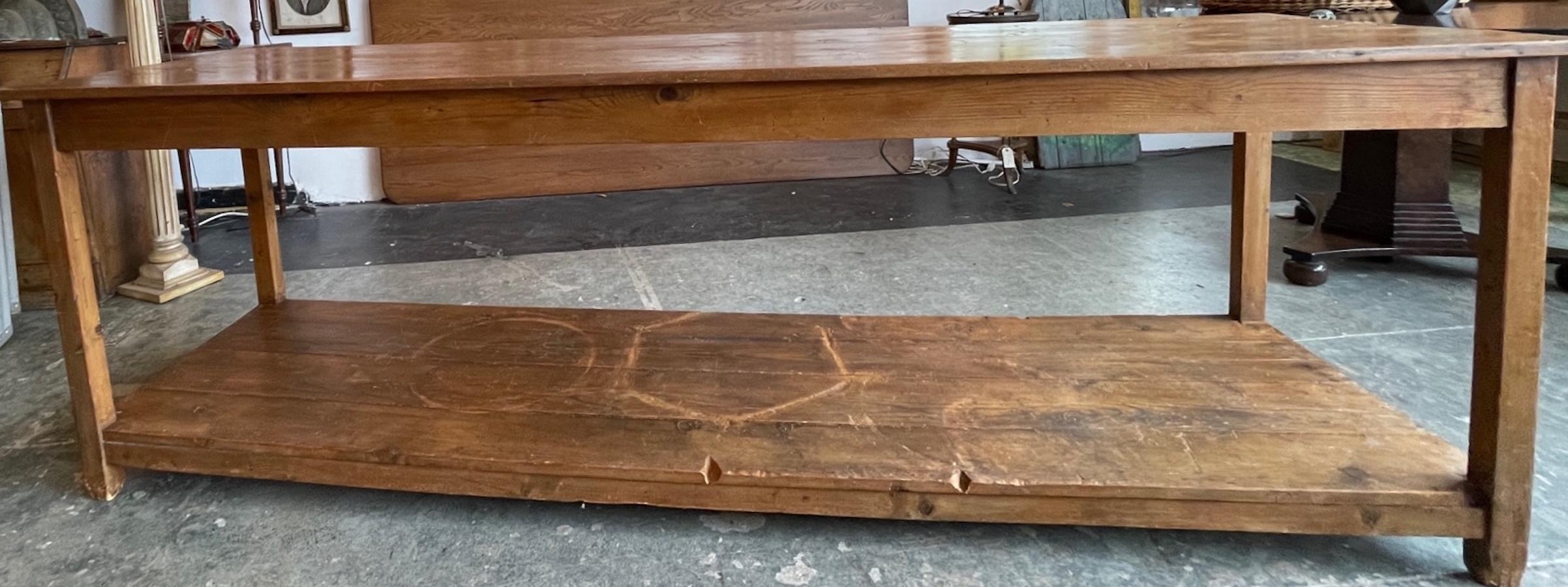 French 19th Century Counter Dining Table with Underneath Shelf 3