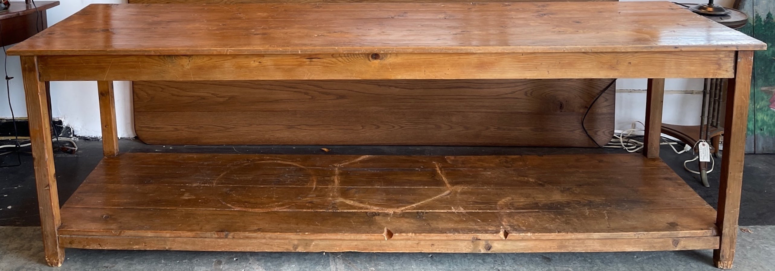 French 19th Century Counter Dining Table with Underneath Shelf 7