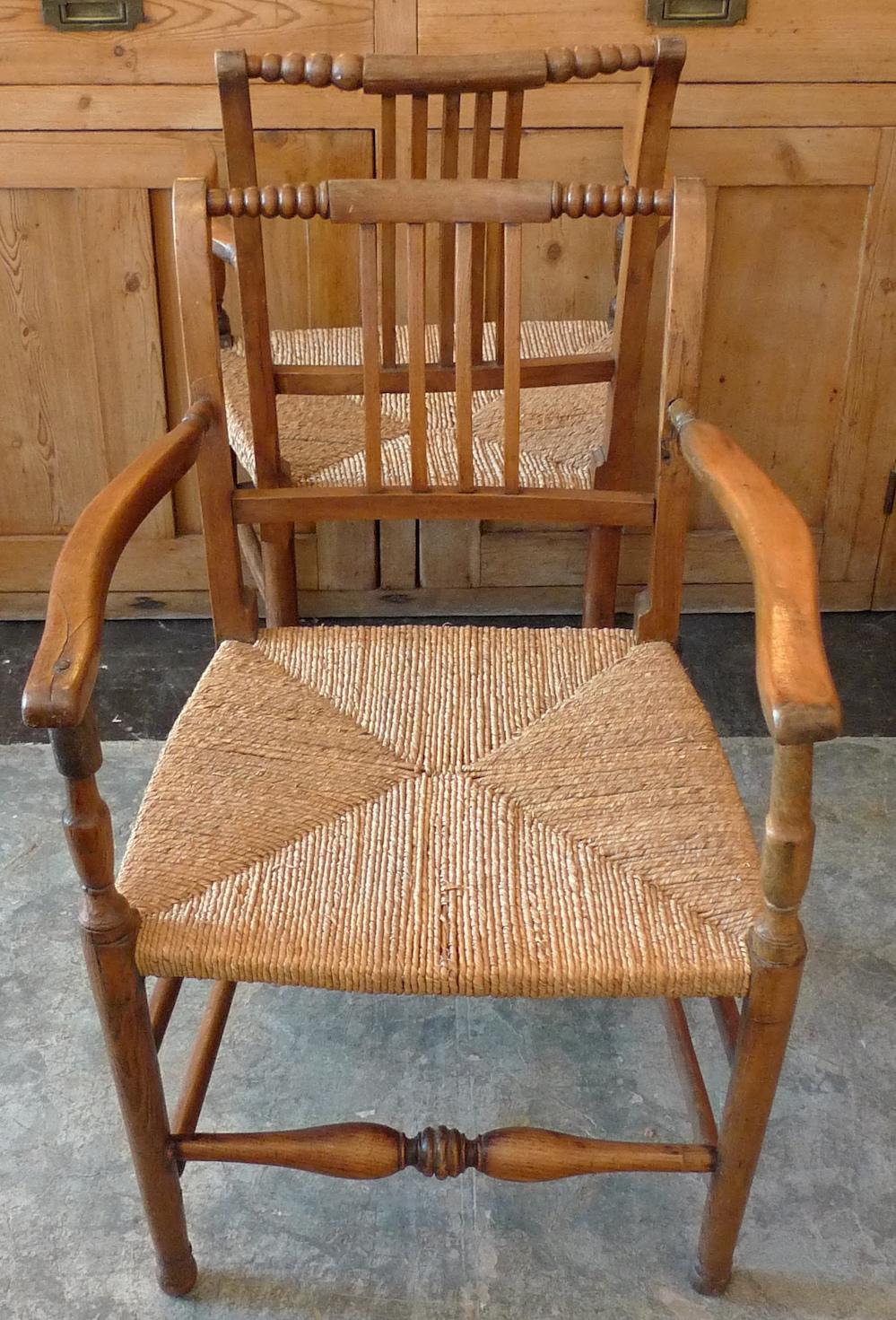 French 19th Century Country Armchair with Rush Seat. 12