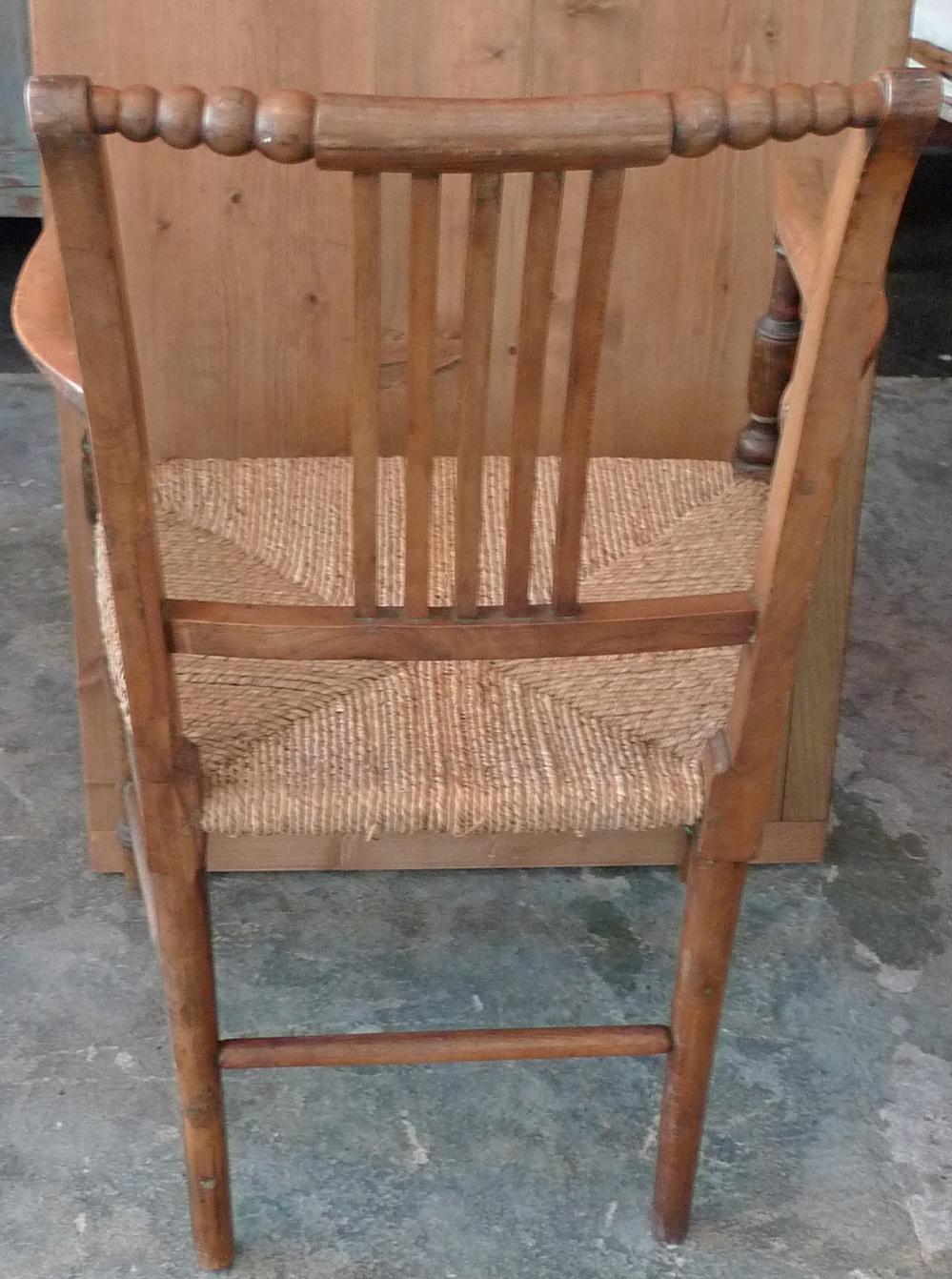 French 19th Century Country Armchair with Rush Seat. 5
