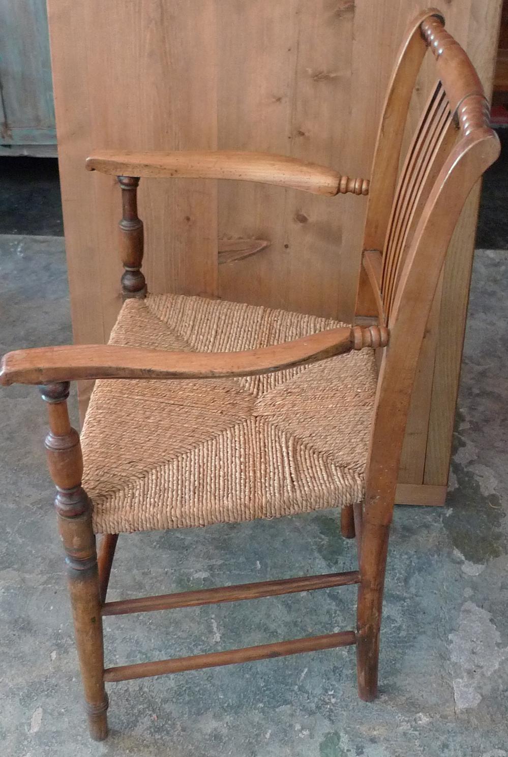 French 19th Century Country Armchair with Rush Seat. 6
