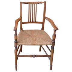 French 19th Century Country Armchair with Rush Seat.