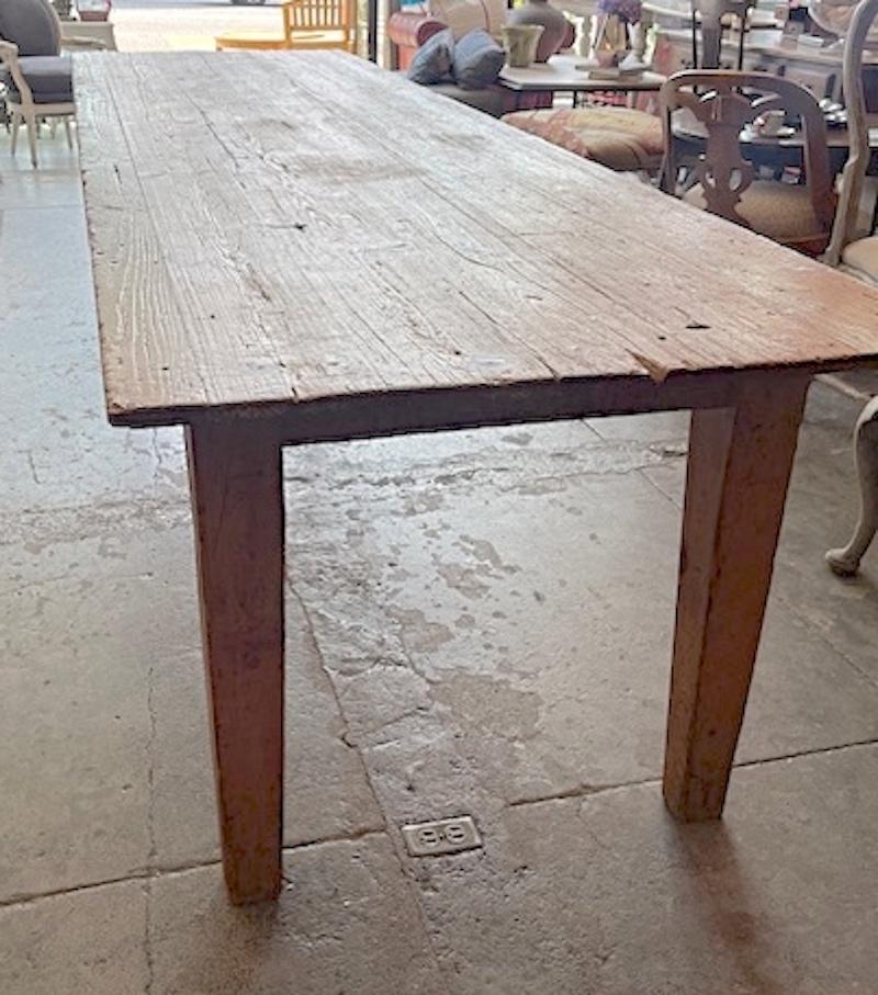 French 19th Century Country Pine Farmhouse Dining Table With Seating For Ten 1