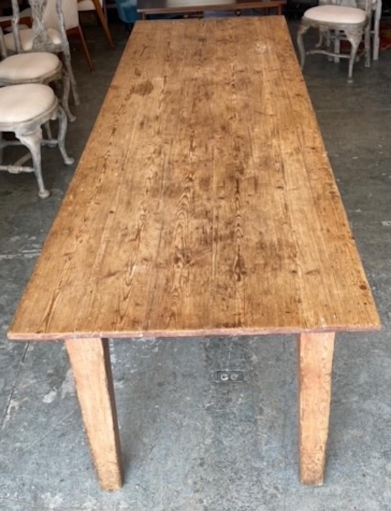 French 19th Century Country Pine Farmhouse Dining Table With Seating For Ten 2