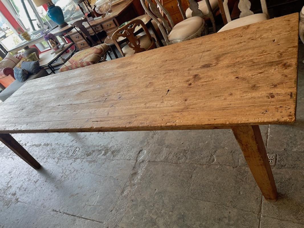French 19th Century Country Pine Farmhouse Dining Table With Seating For Ten 3