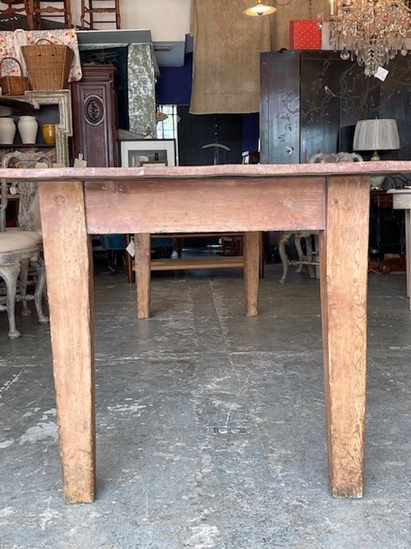 French 19th Century Country Pine Farmhouse Dining Table With Seating For Ten 4