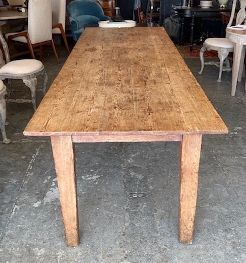 French 19th Century Country Pine Farmhouse Dining Table With Seating For Ten 5