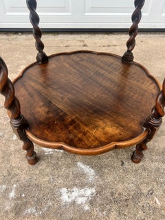 French 19th Century Country Provincial Barley Twist Walnut Side Table