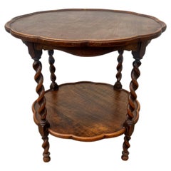 French 19th Century Country Provincial Barley Twist Walnut Side Table