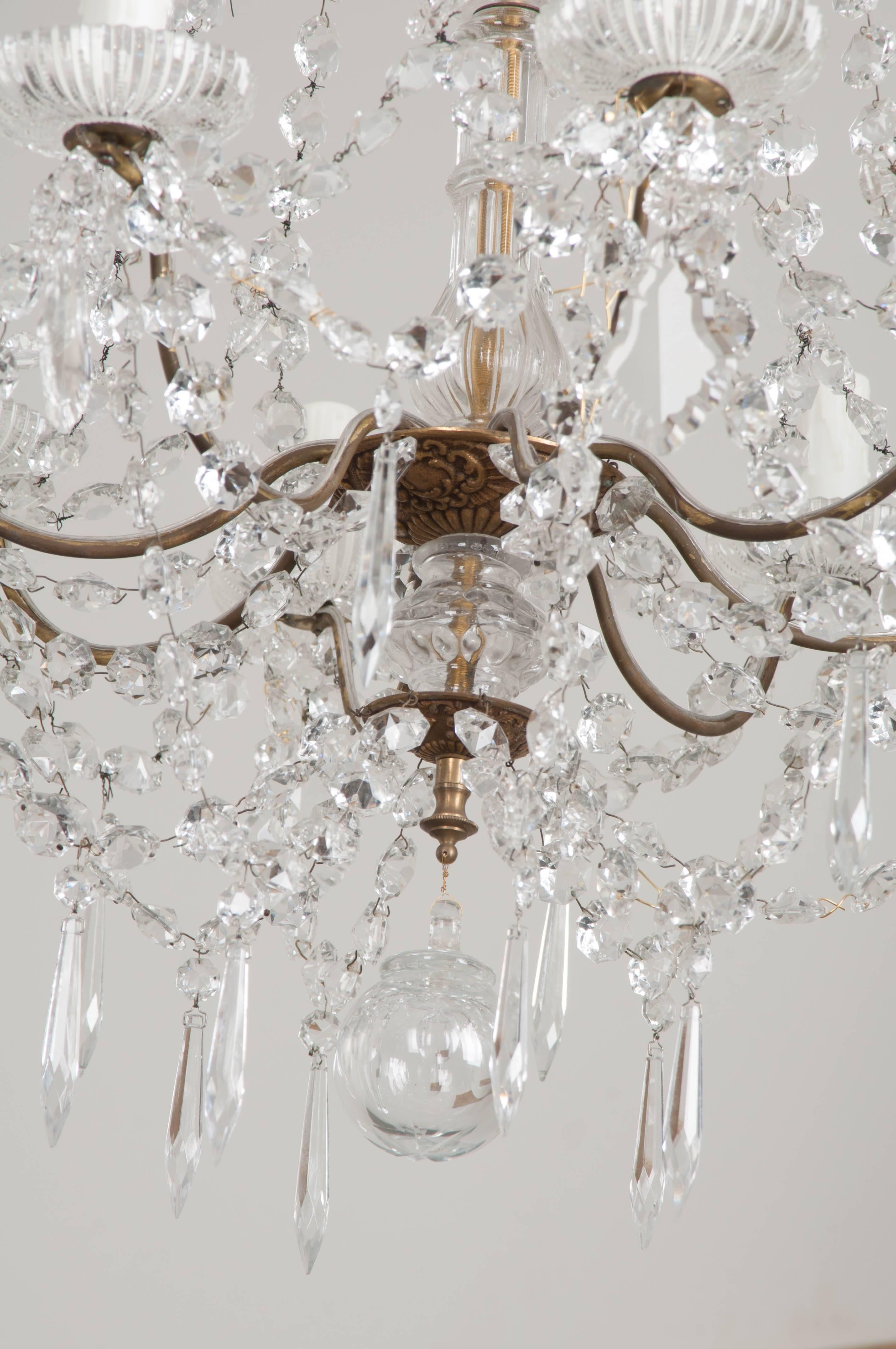 French 19th Century Crystal and Brass Chandelier 2