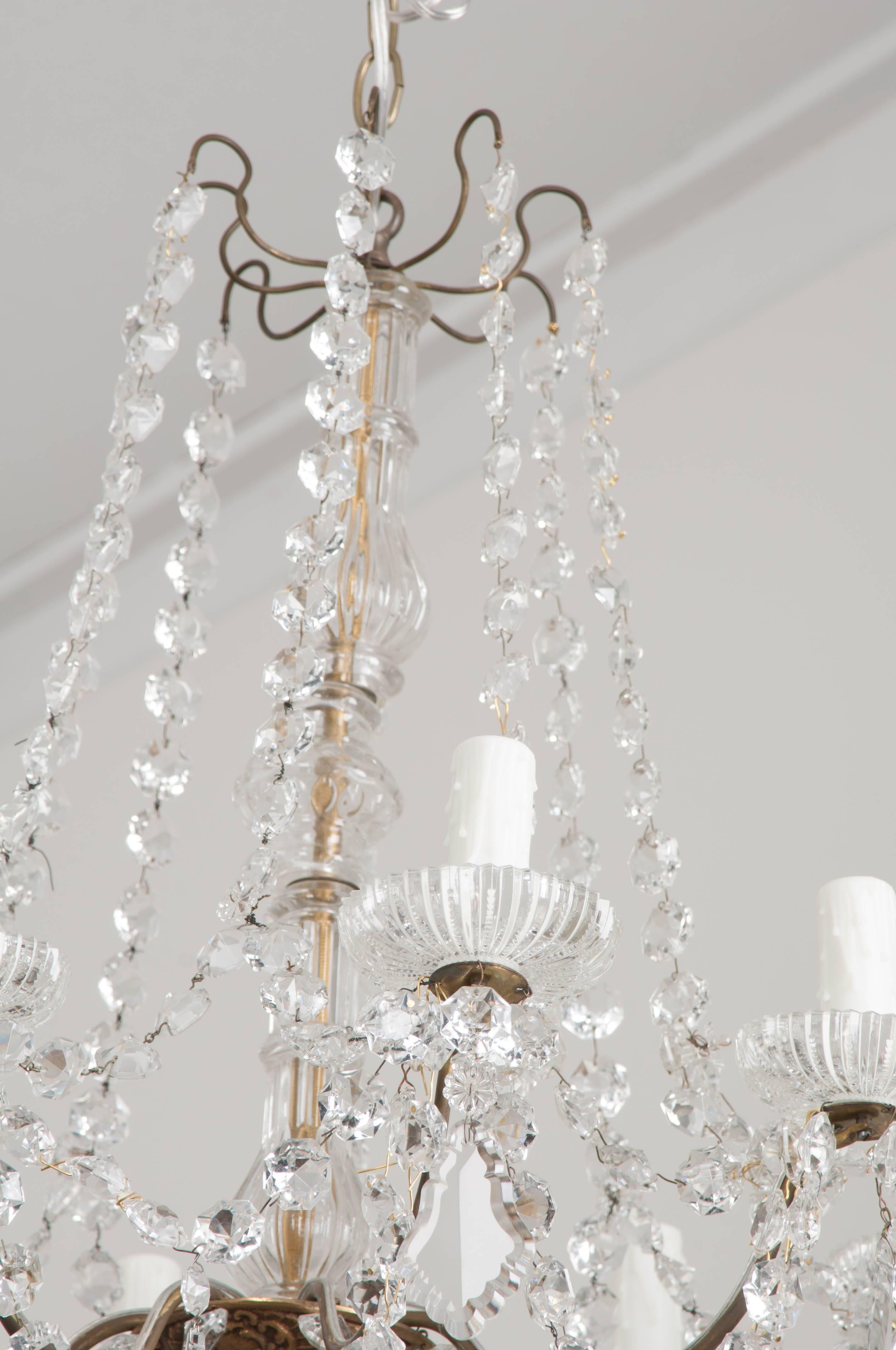 French 19th Century Crystal and Brass Chandelier 3
