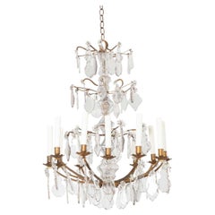 Antique French 19th Century Crystal and Brass Chandelier
