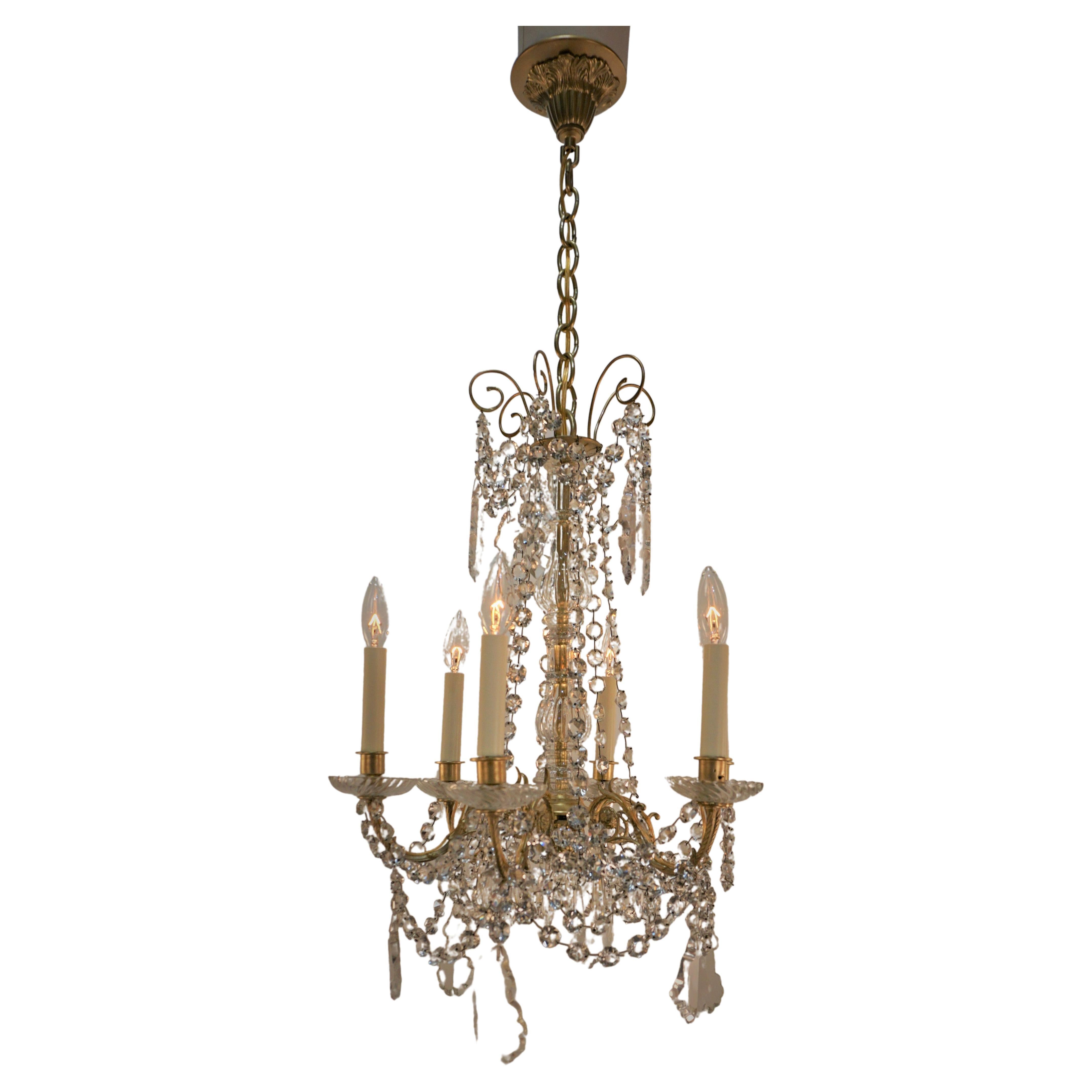 French 19th Century Crystal and Bronze Chandelier For Sale