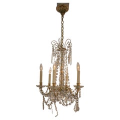 Antique French 19th Century Crystal and Bronze Chandelier