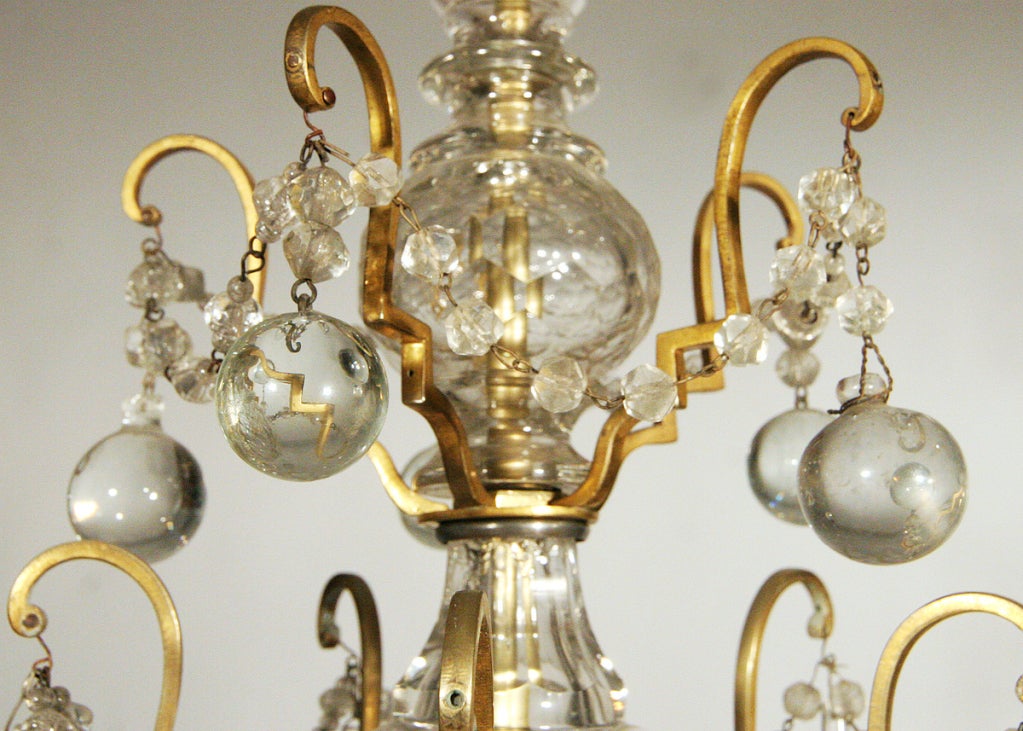 French 19th Century Crystal and Glass Girandole Table Lamp In Good Condition For Sale In Van Nuys, CA