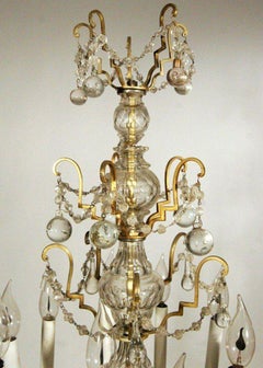French 19th Century Crystal and Glass Girandole Table Lamp