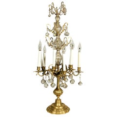 French 19th Century Crystal and Glass Girandole Table Lamp