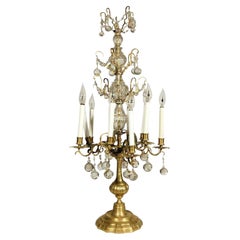 French 19th Century Crystal and Glass Girandole Table Lamp