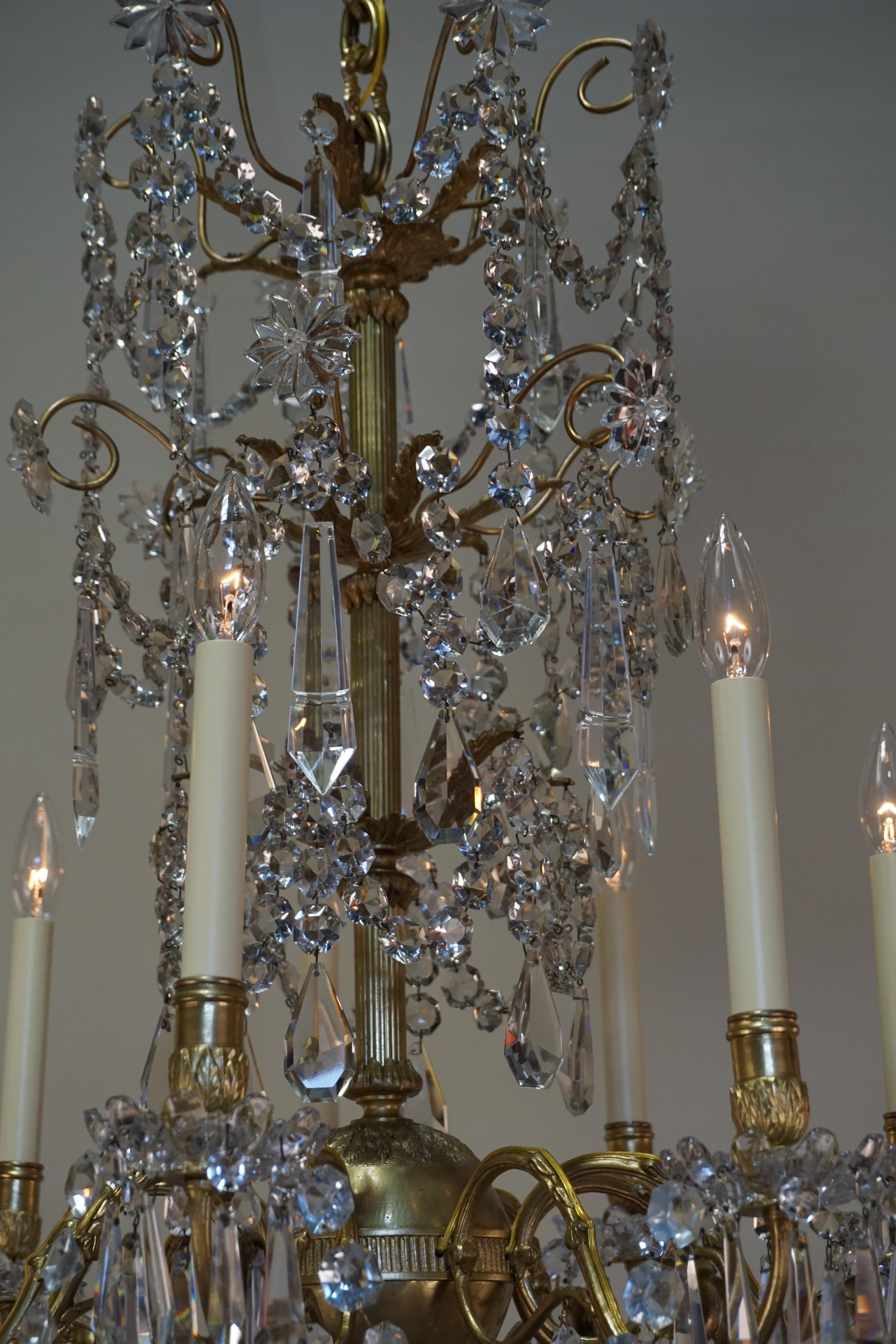Bronze French 19th Century Crystal Chandelier by Portieux